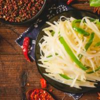 Sautéed Shredded Potato / (午) 呛烧土豆丝 · Served with daily soup and white rice.