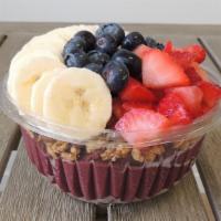 Cougar Bowl · Topped with granola, banana, strawberry, blueberry and Nutella.