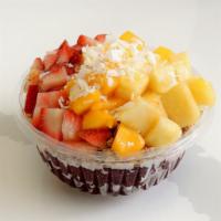 7 Mile Island Bowl · Topped with granola, mango, pineapple, strawberry, coconut and honey.