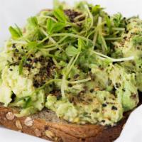 Avocado Toast · Whole grain bread with special avocado blend topped with microgreens. Add goat cheese, hard-...