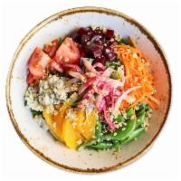 Rainbow Salad · Arugula, Romaine Lettuce, Snap Peas, Watermelon Radish, Marinated Feta, Diced Tomato, Sliced...