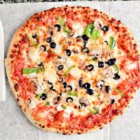 All Vegetables Pizza · Mushrooms, onions, green peppers, black olives and fresh mozzarella.