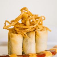 Philly Cheese Steak Spring Rolls® · Spicy Homemade Ketchup, Spicy Mayo.