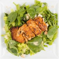 Grilled Salmon Garden Salad · Grilled salmon on top of our garden salad with choice of ranch, french, bleu cheese, or Ital...