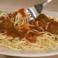 Spaghetti Marinara (Full Portion) · Pat's signature marinara sauce over spaghetti and with your choice of meatball or sausage. H...