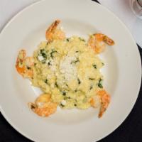 Shrimp & Feta Risotto · Shrimp sautéed with feta cheese and spinach tossed with creamy risotto.