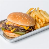 Double Cheeseburger Combo · All burger combos come with your choice of side and drink!