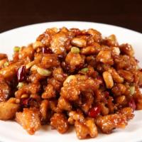 Kung Bao Chicken  / 宫保鸡丁K · Spicy. This dish contains Peanuts.
