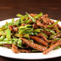 Beef With Hot Green Pepper  / 小椒牛K · Spicy. 小椒牛肉丝