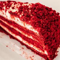 Red Velvet Cake · A delicious slice of a red velvet cake.