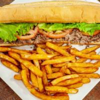 Philly Steak Combos · Seasoned Fries, Mayonnaise, Lettuce, Tomato, Green Pepper, Fried Onion, Ketchup, Mustard, Ch...