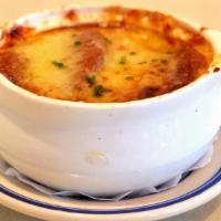 French Onion Soup · Baguette croutons, Comte cheese