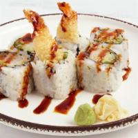 Shrimp Tempura Maki · Shrimp tempura with cucumber and sweet soy sauce.