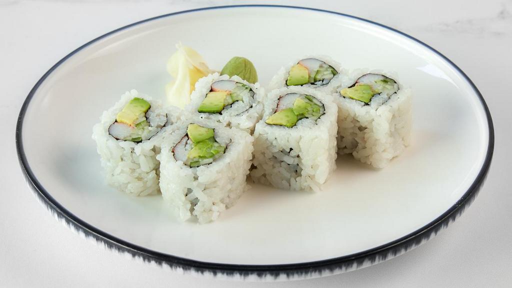 California Maki · Crabstick, cucumber and avocado roll.