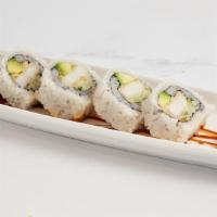 Spicy Scallop Maki · Sea Scallop tempura rolled with avocado, cucumber, and spicy mayo with sweet soy sauce.