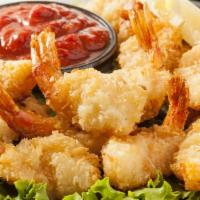 #10 Fried Shrimp Platter (8 Large Breaded Shrimp) · large butterflied  breaded shrimp fried to a golden crisp.