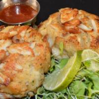 Single Jumbo Lump Crab Cake · Fresh Jumbo Lump and Lump crab meat blended with mayo, Cage free egg, bread crumbs, and Came...