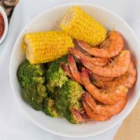 #11 Steamed Spiced Shrimp Platter  · All - natural Gulf shrimp steamed in the shell,  Old bay Spice, garlic-butter sauce.