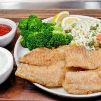  #49 Tilapia Platter · Cameron's Specialty. 2 tilapia filets seasoned and prepared fried or broiled.
