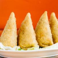 Vegetable Samosa (2 Pieces) · Crisp deep fried pies stuffed with potatoes and green peas.