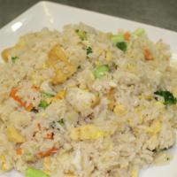 Tofu & Veggies Fried Rice
 · Vegetarian. Stir-fried tofu, mixed vegetables and eggs on fried rice.