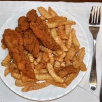 3 Pieces Chicken Tenders · With fries or 1 biscuit.