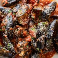 Fresh Mussels · Spicy marinara or garlic white wine sauce.