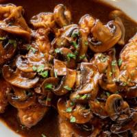 Chicken Marsala · Served with pasta, Salad, and Bread