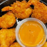 6 Pc. Breaded Shrimp · 6 Panko coated Butterfly shrimp served with a sweet and spicy Sriracha Mayo dipping sauce.