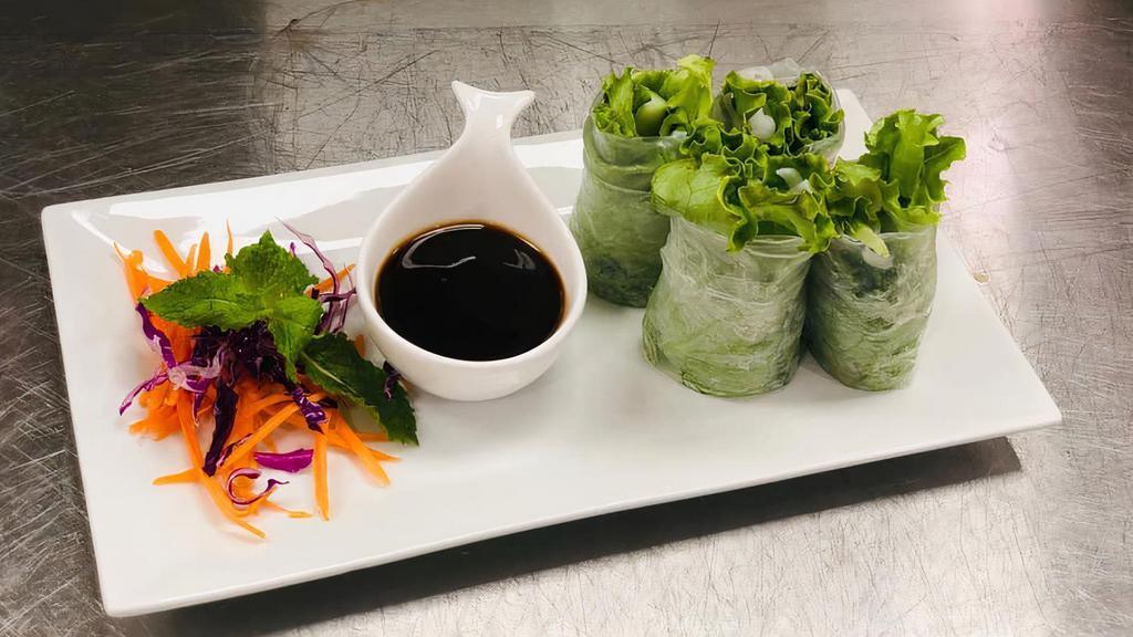 Fresh Rolls · Choice of tofu or shrimp with lettuce, basil and thin, noodles wrapped in clear rice oeoer, served with our house.