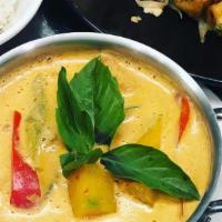 Yellow Curry · Potatoes, carrots, onions in a yellow curry paste with coconut milk.