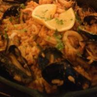Paella · Shrimp, mussels and calamari with rice