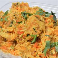 Chicken Biryani · Basmati rice, butter, veggie oil, turmeric, cumin seeds, coriander seeds, cardamom, cinnamon...