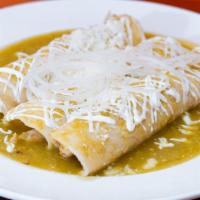 Enchiladas (3) · Gluten-free. Corn tortillas, filled with your choice of chicken, beef, cheese or spinach wit...