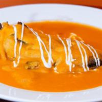Chile Relleno · Gluten-free. Poblano pepper filled with oaxaca cheese egg batter served with tomato sauce.
