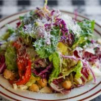 Pizza Shop Salad · cucumber, tomato, sweet pepper, real good feta, dill, kalamata olive, red wine vinaigrette, ...