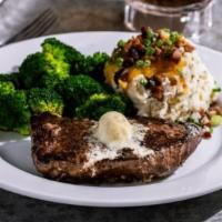 Classic Sirloin (10Oz) · Seasoned and topped with garlic butter. 390 cal.