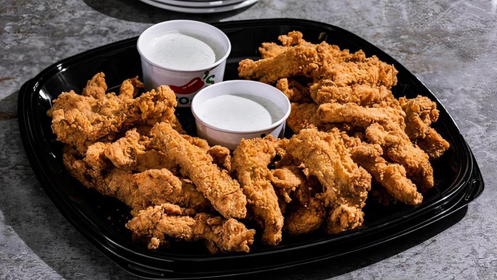 Our Famous Chicken Crispers® · Served with choice of BBQ sauce, honey-mustard or ranch on the side.