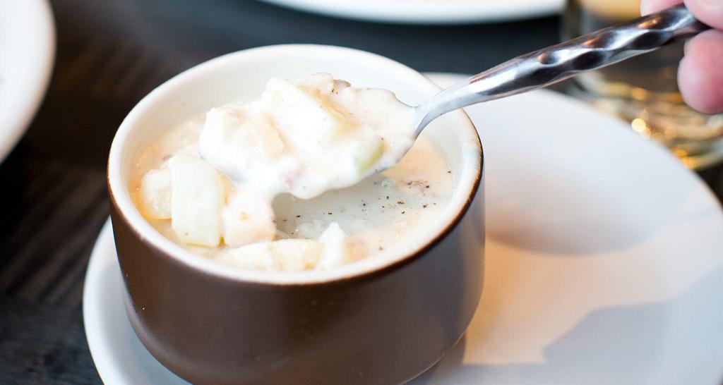 New England Clam Chowder · rich and creamy with bacon and potatoes