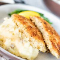 Mustard-Crusted Chicken · we hand-bread it, pan-sear it and let the flavor speak for itself…mustard-marinated and pank...