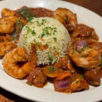 Chef Bryan'S Jambalaya · packed with flavor! chicken, shrimp, andouille sausage and veggies simmered in a cajun broth...