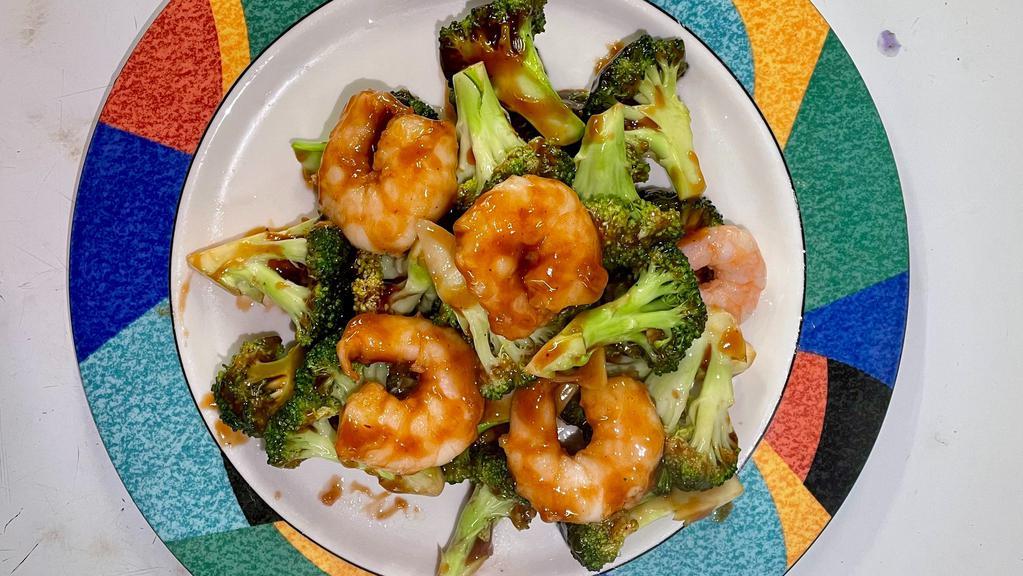 Shrimp With Broccoli · Served with egg roll and pork fried rice.