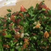 Taboule · A mix of finely chopped fresh parsley, diced tomatoes, scallions, cracked wheat, lemon juice...