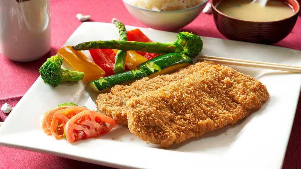 Katsu · Seafood or tender meat dipped in Japanese bread crumb batter and deep-fried to perfection served with sweet and sour fruit sauce.