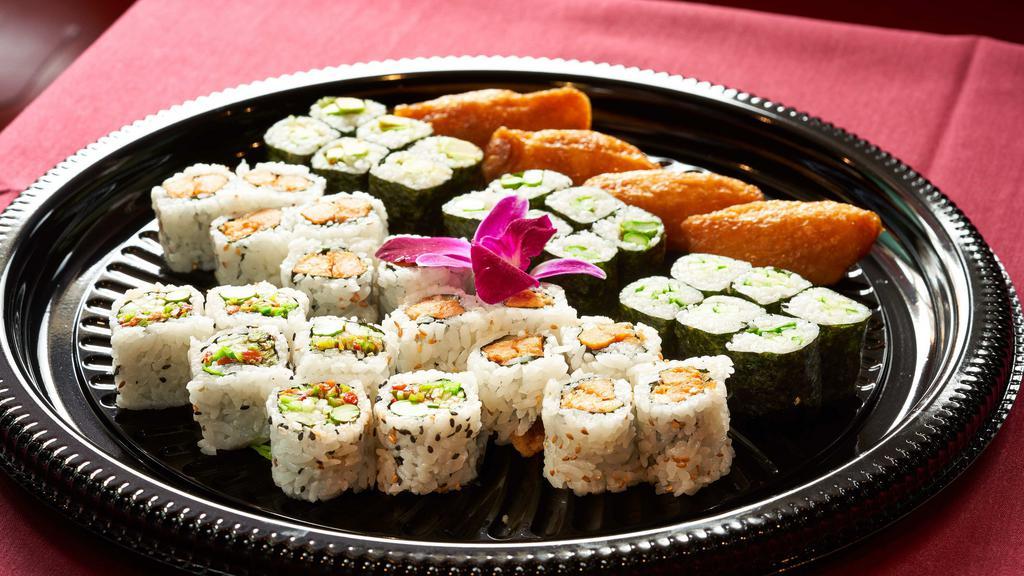 Yasai Combo (40 Pcs.) · Sushi, inari, maki, garden maki, pinetato maki, Idaho maki, aspara maki, avocado maki, kappa maki.