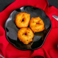Medhu Vada · Vegan, vegetarian. Lentil donuts made with mild spices.