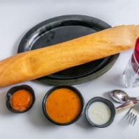 Masala Dosa · Vegan, gluten free. Crepe filled with potato and curry leaf spiced onion masala.