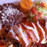 Burrito California · Your choice of chicken, carnitas, pastor or veggie, beef, shrimp or beef tongue for an addit...