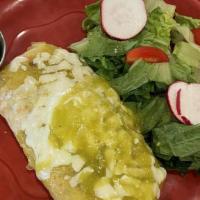 Chimichanga · Deep-fried flour tortilla stuffed with your choice of pastor, carnitas, chicken or chorizo, ...