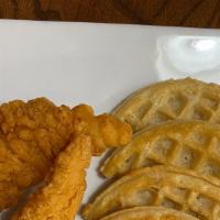 Chicken Tender With Waffles · Chicken tender served with Waffles